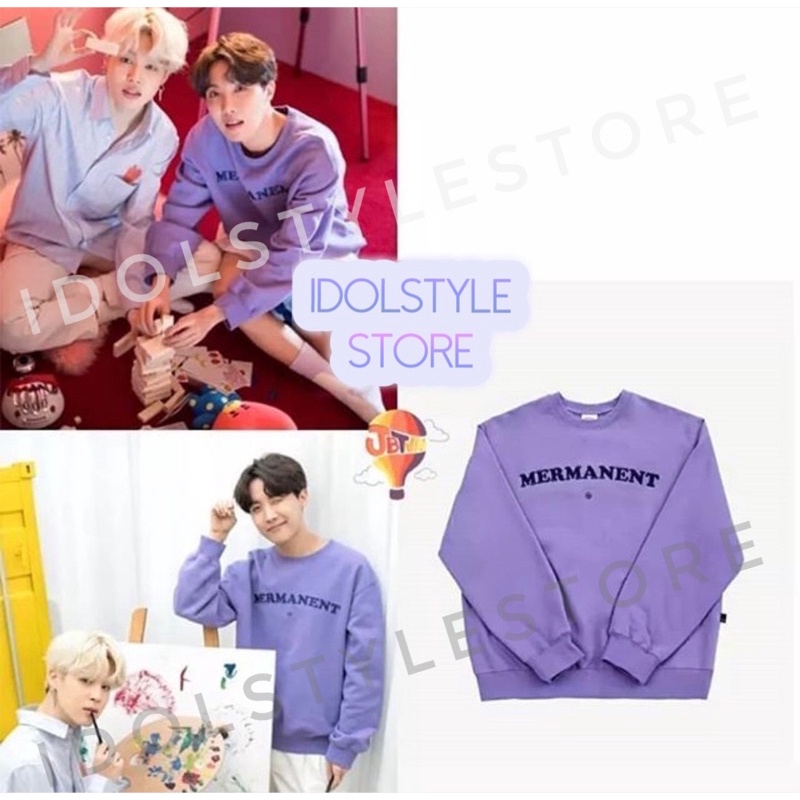 (Quà tặng kèm card BTS) áo nỉ tím Mermanent của J Hope BTS