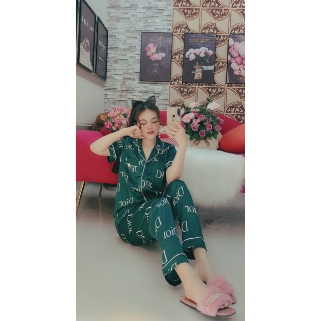 Bộ Lụa Satin Pijama Tay Ngắn Quần Dài | BigBuy360 - bigbuy360.vn