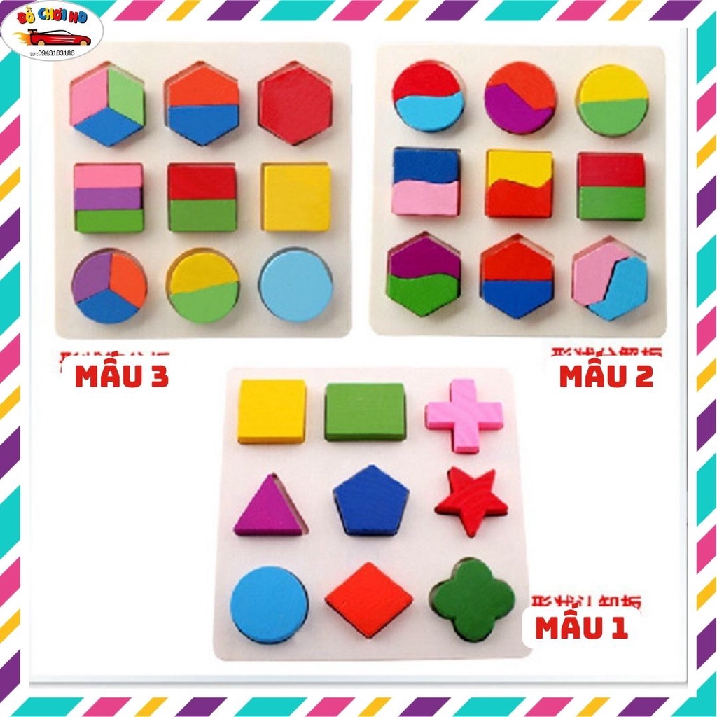 Đồ chơi montessori bảng gỗ xếp hình học, đồ chơi thông minh cho bé