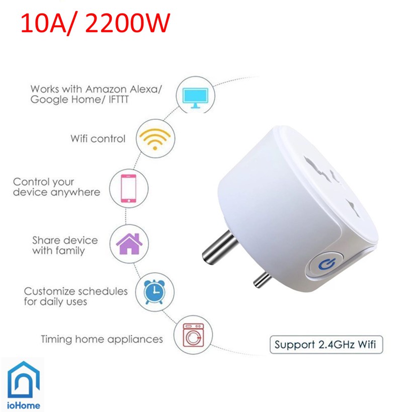 BH 6 THÁNG-Ổ Cắm Thông Minh Wifi Tuya Smart Life 4 Cổng 4 USB Hẹn Giờ Điều Khiển Từ Xa Tiện Lợi