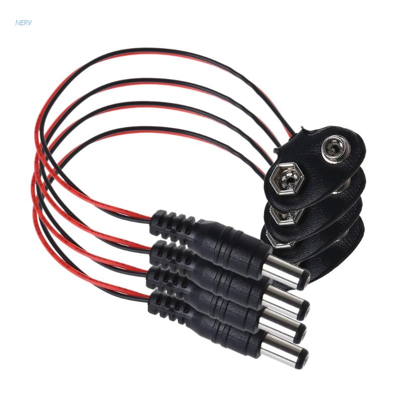 Bộ 4 Đầu Kẹp Pin 9v Pp3 Với Dây Cáp 2.1mm Id X 5.5mm | BigBuy360 - bigbuy360.vn