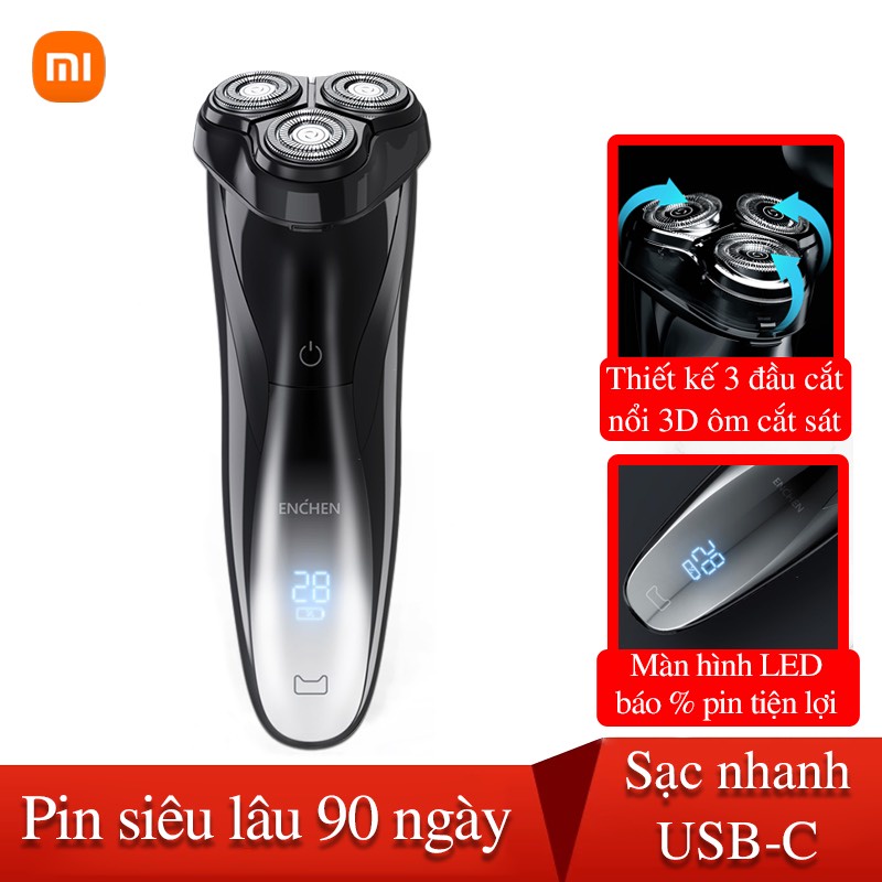 (*)GIAO HỎA TỐC MÁY CẠO RÂU Xiaomi Enchen BlackStone thế hệ 3 Electric Shaver 3D