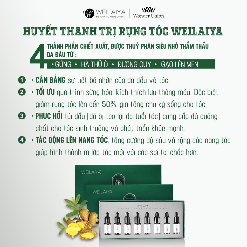 Huyết Thanh Mọc Tóc Weilaiya Hỗ Trợ Giảm Rụng, Kích Mọc Tóc Nhanh - Set 8 lọ