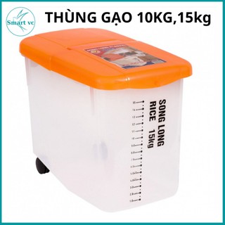 Thùng Đựng Gạo,thùng đựng gạo thông minh 10kg,15kg Song Long Có Bánh Xe Chất liệu nhựa PP bền đẹp