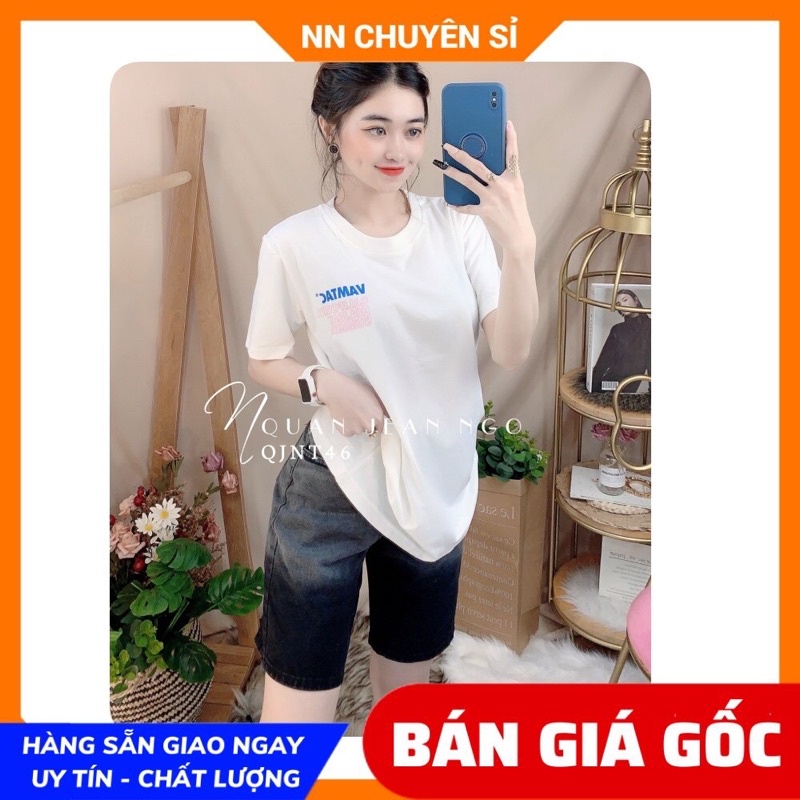 Quần lửng nữ chất jean Quần jean ngố nữ loang màu dễ thương N46