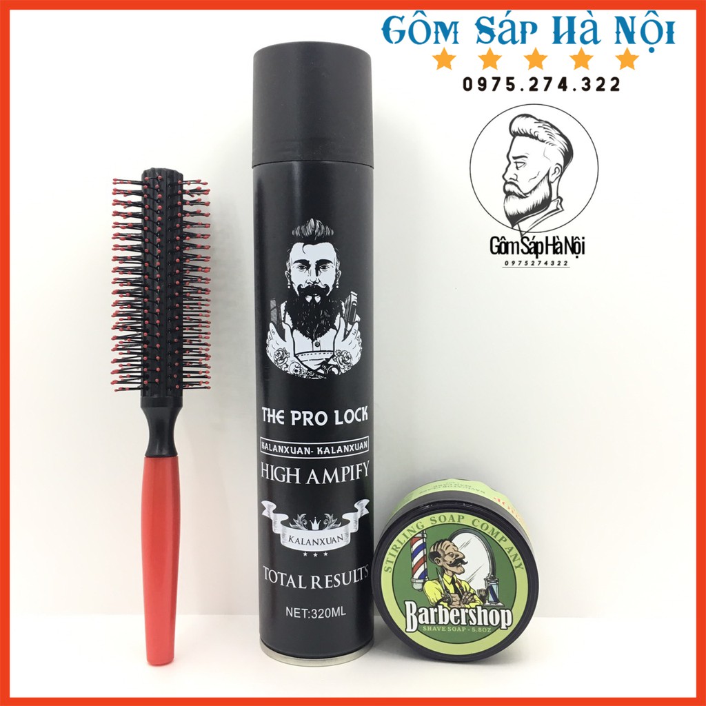 COMBO Gôm xịt tóc The Pro Lock High Ampify + Sáp Vuốt Tóc Nam Barber