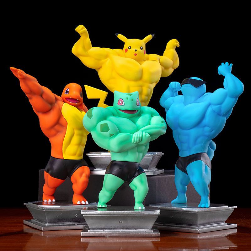 Mô hình đồ chơi Pokemon Pikachu Squirtle Charmander Bulbasaur cơ bắp 6 kiểu