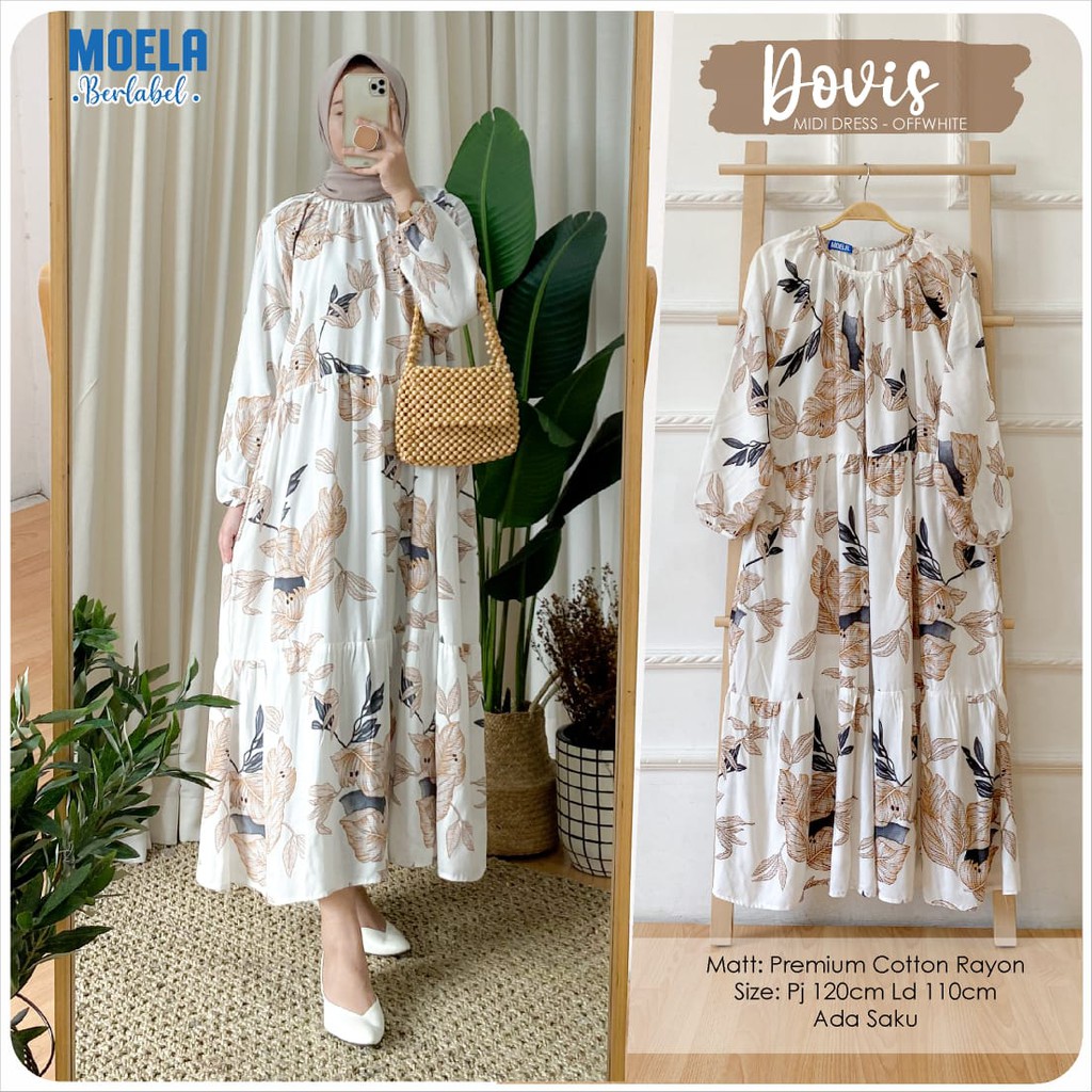 Đầm Midi Chất Liệu Vải Bố Moela Dovis Rayon