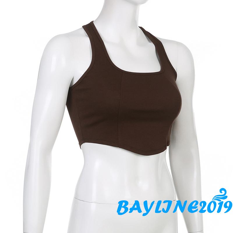 Áo Croptop Hai Dây Cổ Chữ U Màu Trơn Dáng Ôm Thời Trang Mùa Hè Dành Cho Nữ