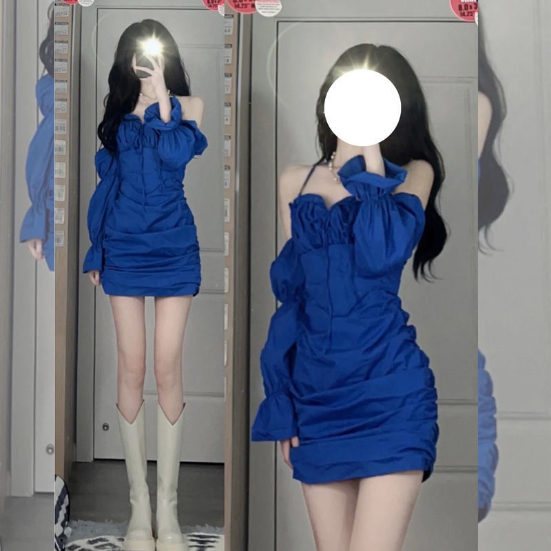 Jiashucheng Đầm Nữ Thiết Kế Ôm Hông Quyến Rũ Phong Cách Hepburn Pháp Độc Đáo