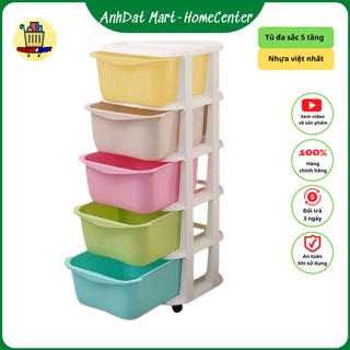 Tủ Nhựa 5 Tầng Việt Nhật, Có Bánh Xe, Đa Sắc Màu, Có Video Hình Ảnh Thật, Giá Siêu Rẻ- AnhDat Mart