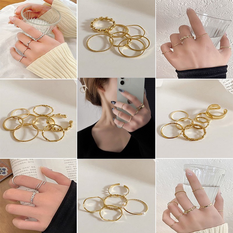 Set nhẫn thiết kế hở ngón thời trang Hàn Quốc