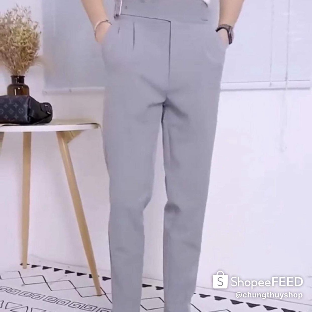 Quần Âu Tây Nam Đen, Xám Mix Đai 2 Bên Mẫu Mới Cao Cấp,Thay Thắt Lưng, Phong Cách Hàn Quốc , Mặc Lên Là Đẹp