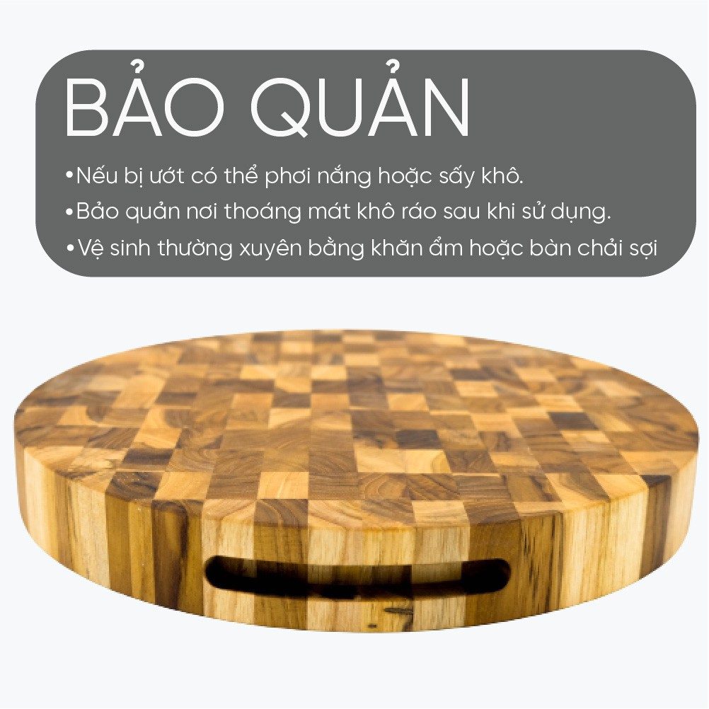 Thớt tròn KATANA gỗ Teak đầu cây cao cấp cỡ lớn - TKT04