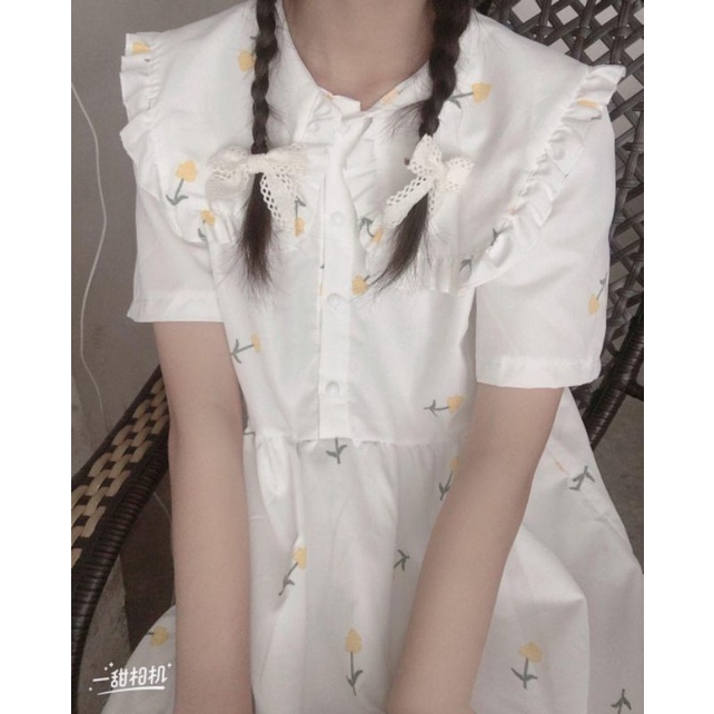 Đần hoa nhí babydoll 2 màu đen và trắng 100% ảnh thật