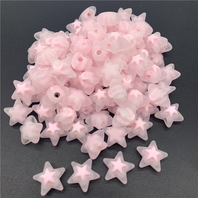 Set 15 Hạt Cườm Acrylic Trong Suốt Hình Ngôi Sao 16mm Làm Trang Sức DIY