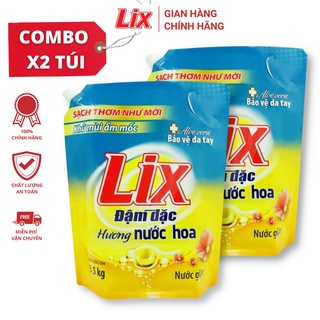 Combo 2 Túi nước giặt Lix hương nước hoa 3.5Kg bảo vệ da tay sạch thơm như