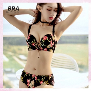 One Piece No Small Chest Gather Thick Bra Strap Breathable Female Panties Side Match Bra Sole
