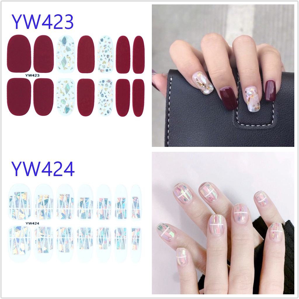 Miếng dán trang trí móng tay nghệ thuật 3D chống thấm nước YW413-428