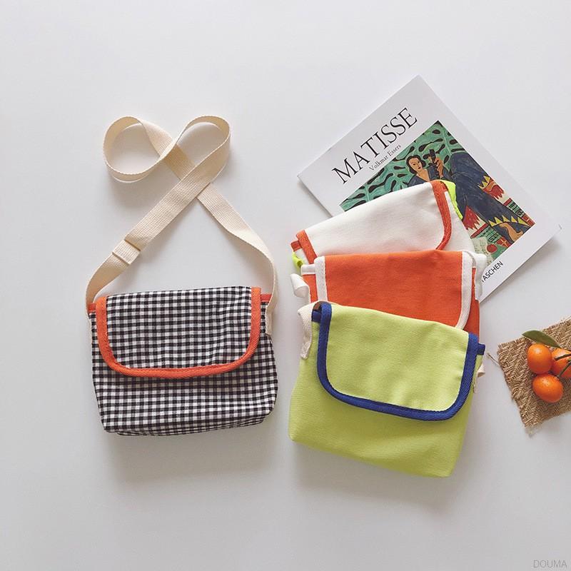 Túi Xách Dáng Vuông Màu Trơn Kiểu Hàn Quốc Đáng Yêu Hợp Thời Trang Dành Cho Bé Gái