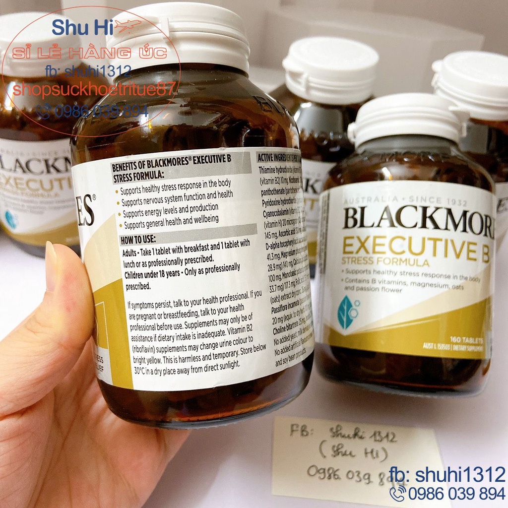 Viên uống giảm căng thẳng stress executive b blackmores, tăng năng lượng úc, blackmores executive b stress 62v, 125 viên
