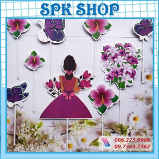 Tím - set cắm giấy - cô gái