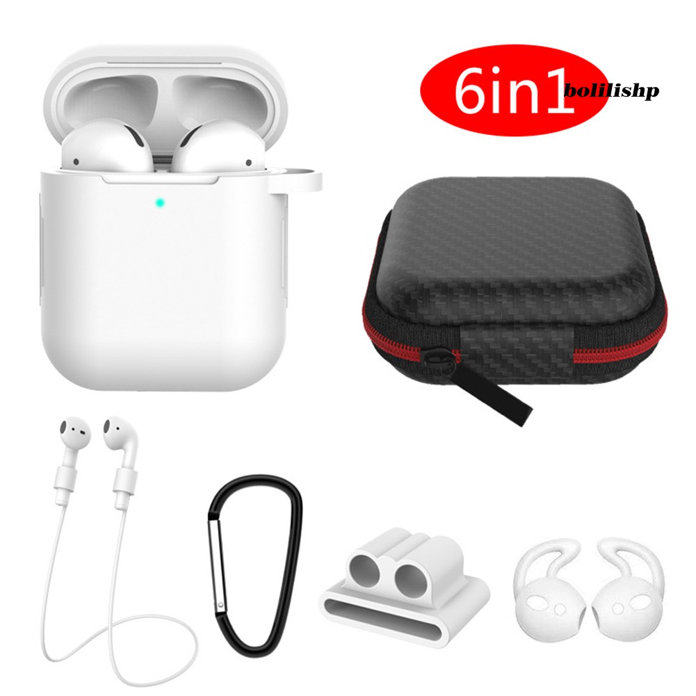 Vỏ Bảo Vệ Hộp Sạc Tai Nghe Bluetooth 6 Trong 1 Cho Air-Pods 1 2