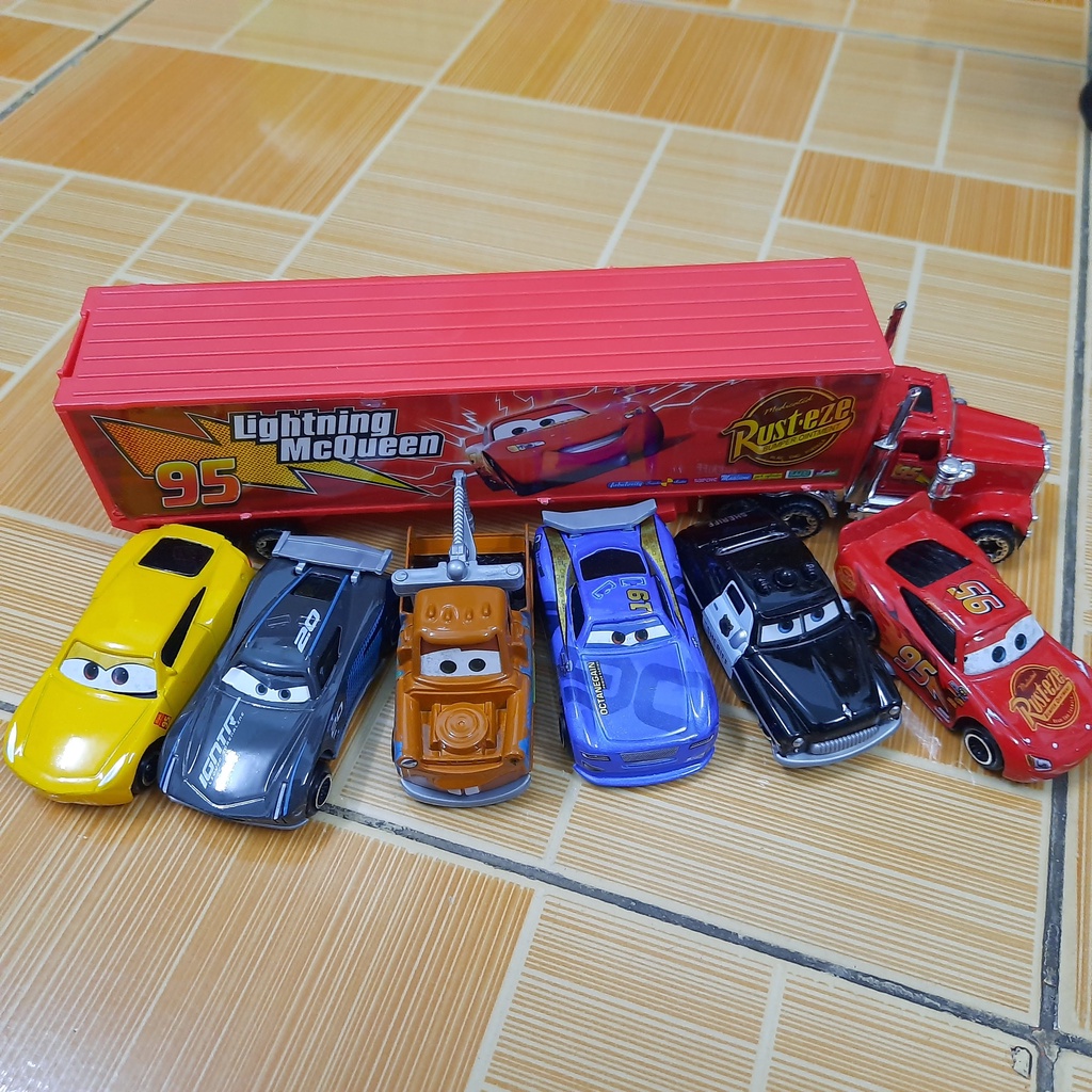 Bộ xe tải Lightning MC Queen và 06 xe car 3 xe ô tô đồ chơi trẻ em