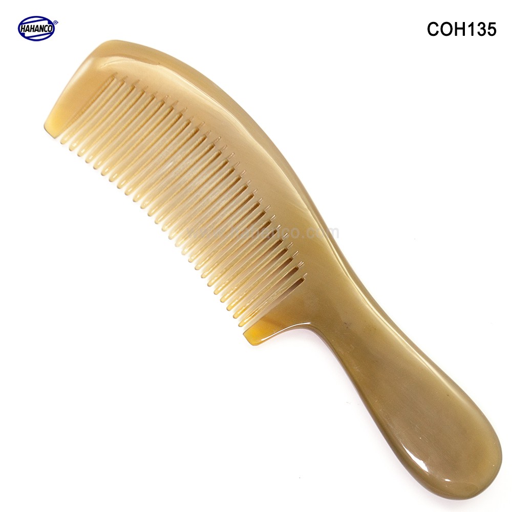 Lược sừng xuất Nhật - COH135(Size:XL- 20cm) Mẫu cao cấp chuôi dày cực đẹp - Horn Comb of HAHANCO - Có lợi cho sức khỏe