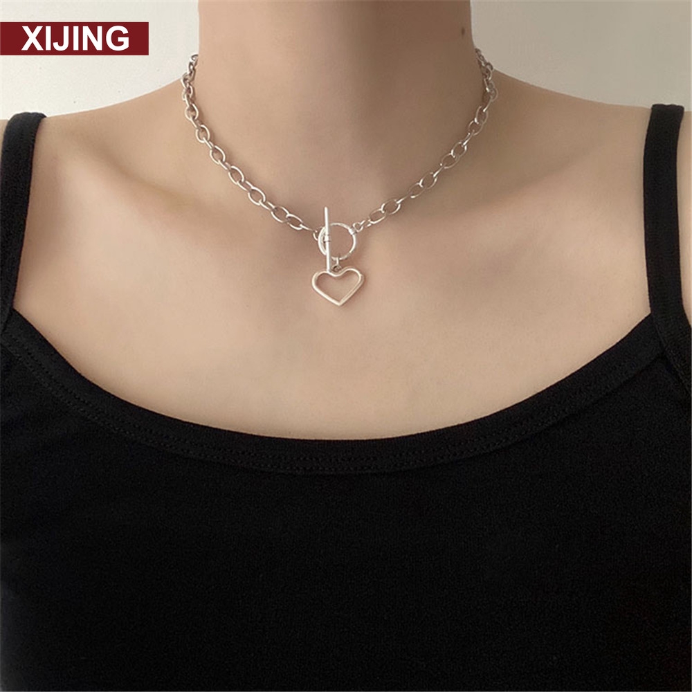 Vòng cổ mặt hình trái tim rỗng thời trang Hàn Quốc cho nữ