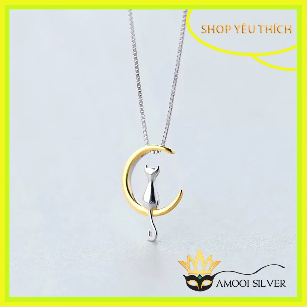 Dây chuyền bạc S925 mèo trông trăng - Amooi Silver AD20