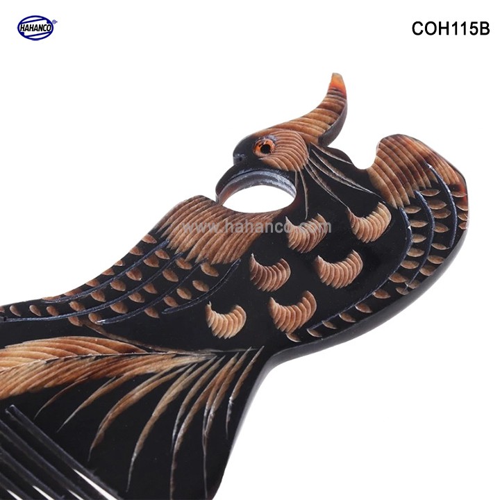 Lược sừng đen hình Phượng (Size: L - 18cm)  Quà tặng rất đẹp -COH115B- Horn Comb of HAHANCO - Chăm sóc tóc