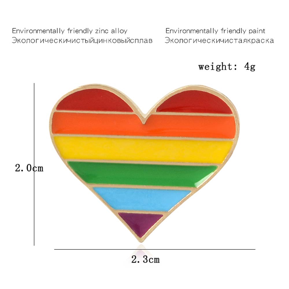 Huy Hiệu Cài Áo Hình Trái Tim Màu Cầu Vồng Phong Cách Lgbt