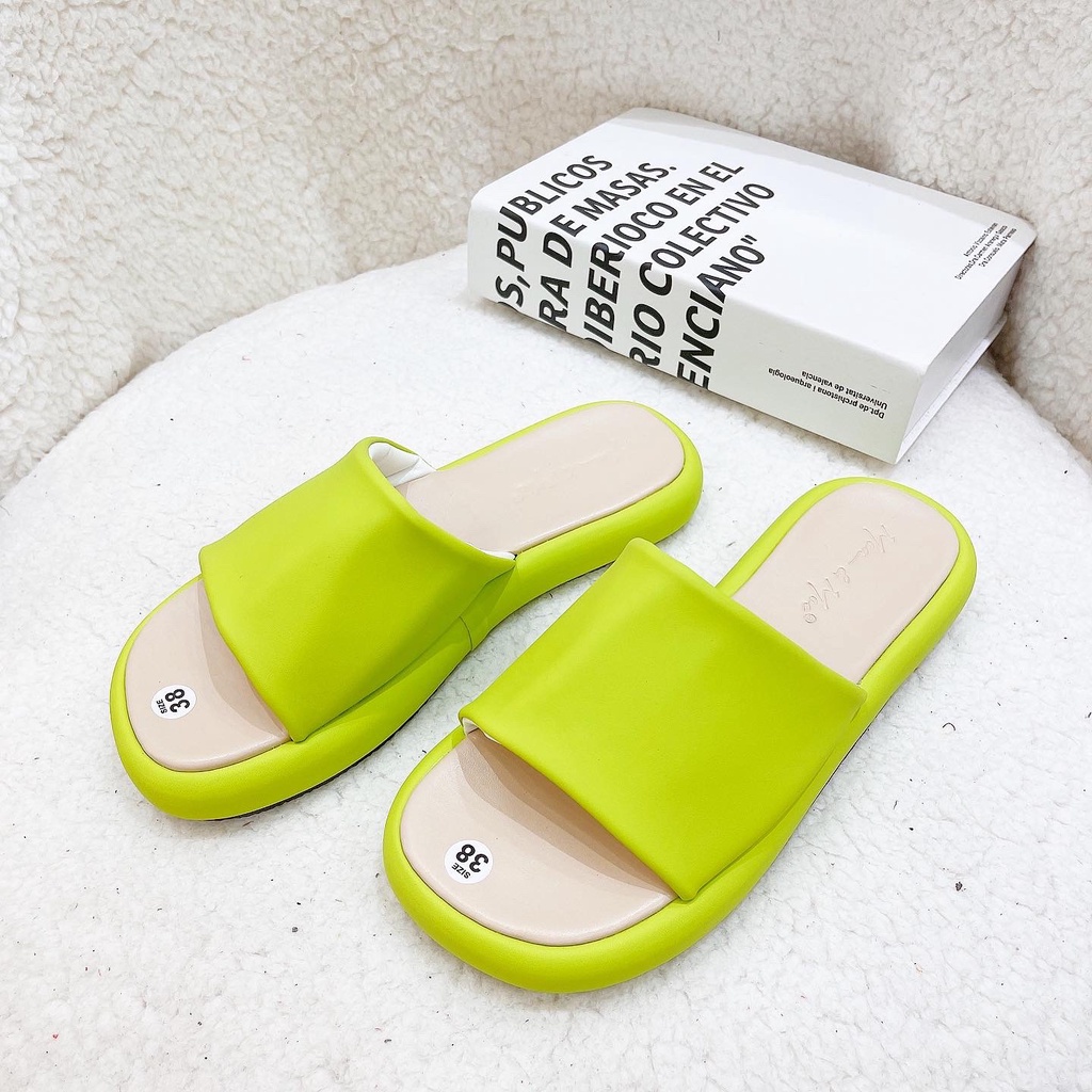 Dép quai ngang nữ bảng da kiểu dáng đơn giản trẻ trung