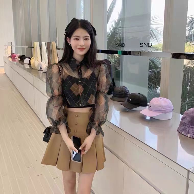 Bộ Áo Sơ Mi Tay Phồng Dáng Ngắn + Áo Hai Dây Thời Trang Hàn Quốc 2022