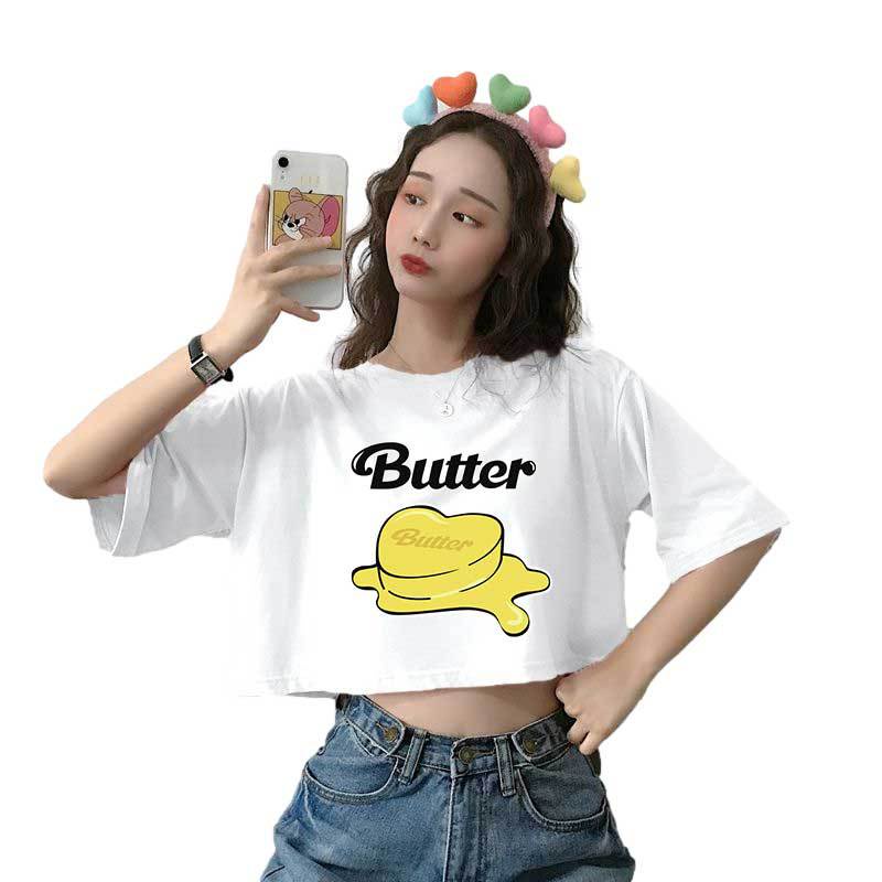 Áo Thun Crotop Form Rộng Tay Ngắn Chất Cotton Mền Mại In Hình Viên Kẹo Butter Ulzzang Style Hàn Quốc TTT0113