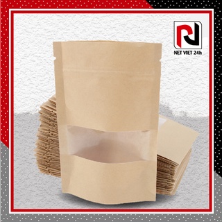 [BÁN LẺ, 15X22CM] Túi zipper giấy Kraft, đáy đứng, có cửa sổ