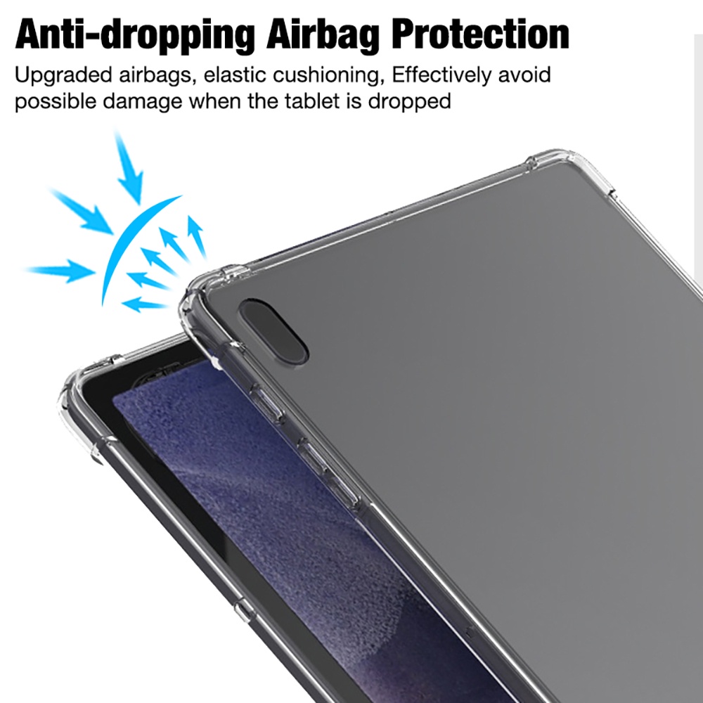 Ốp Máy Tính Bảng Silicon Trong Suốt + Miếng Dán Bảo Vệ Màn Hình Chống Sốc Cho Samsung Galaxy Tab S7 / Plus / FE