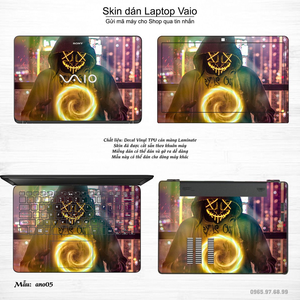 Skin dán Laptop Sony Vaio in hình Anonymous (inbox mã máy cho Shop)