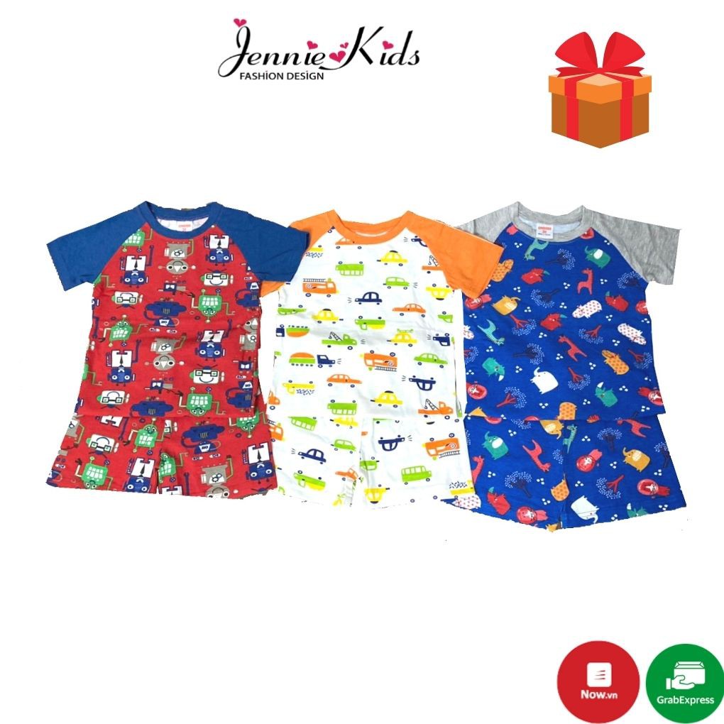 Đồ bộ bé trai❤️ bộ bé trai phối tay cotton 4 chiều Jennie kids thấm hút mồ hôi tốt J411