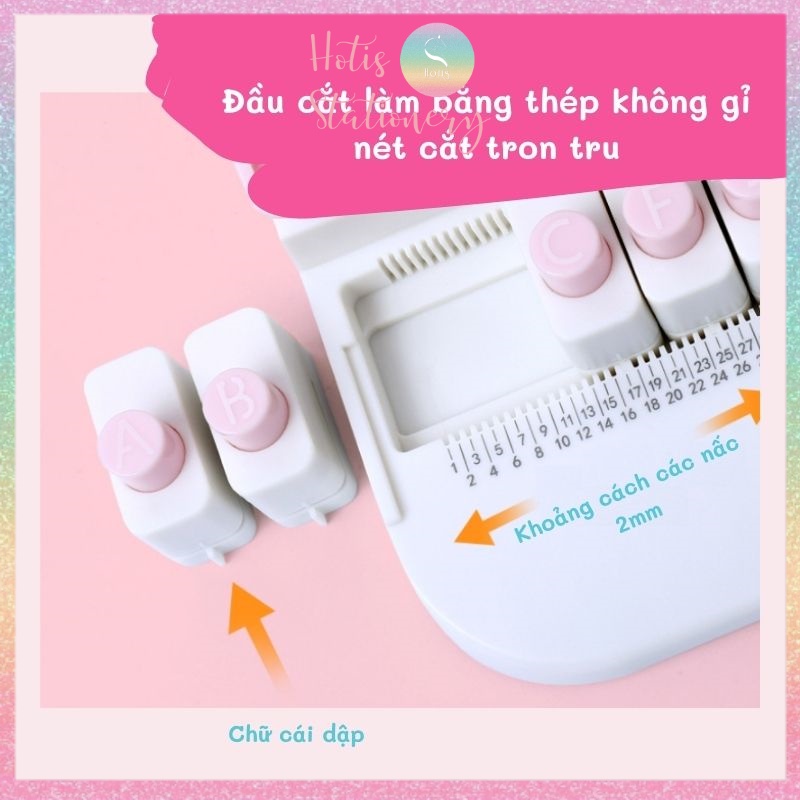 [HOTIS] Dụng cụ dập chữ rỗng KW-triO Word Punch - Gồm 1 máy dập &amp; 26 chữ cái in hoa - DIY làm thiệp, trang trí hộp quà