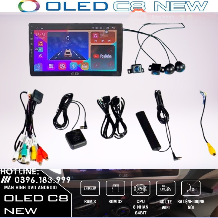 Màn hình android OLED C8 New theo xe Sportage 2017 - 2021  kèm dưỡng và canbus jack nguồn zin theo xe