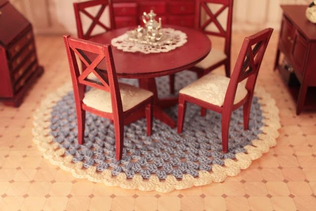 Thảm trải sàn len móc thủ công tỷ lệ 1/12 cho  nhà búp bê doll house - miniature - nội thất dollhouse