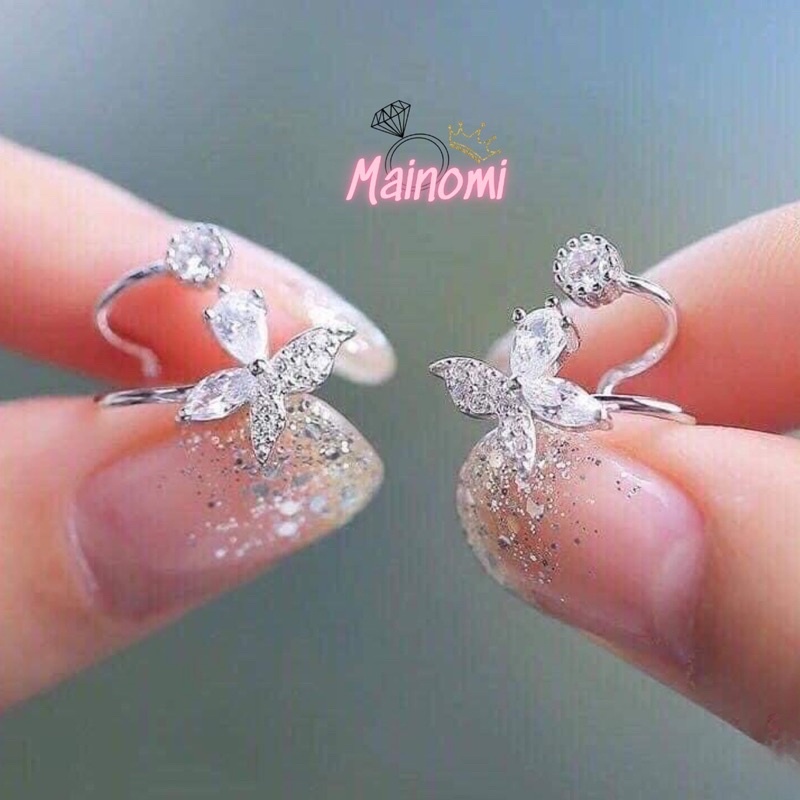 Bông tai nữ bạc ta, bông bươm bướm kiểu kẹp vành. Sang chảnh quyến rũ Mainomi Shop Bạc Xinh