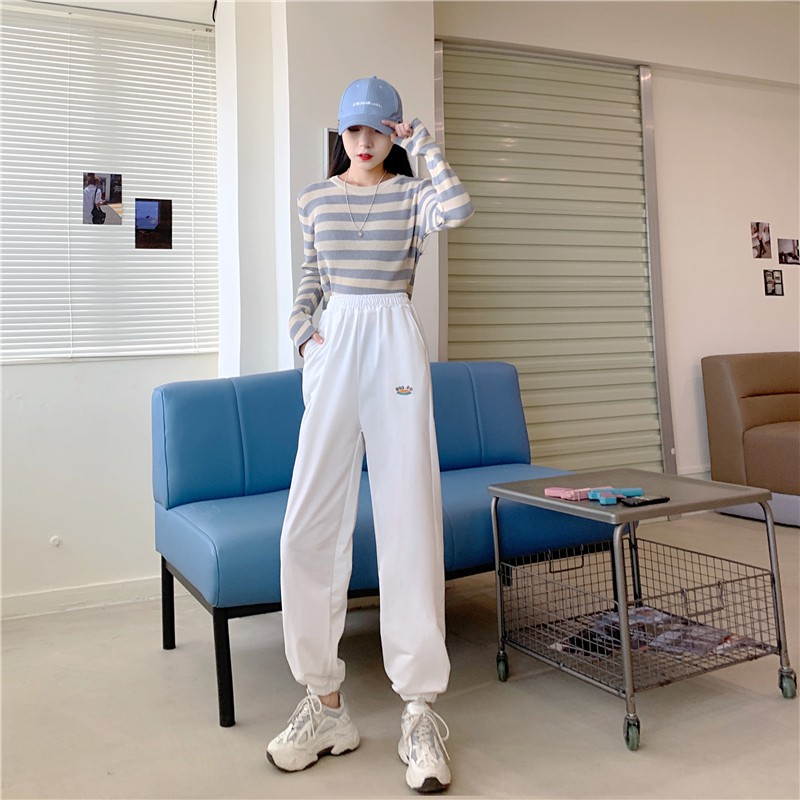 Quần jogger nữ lưng cao GUO-UO chất nỉ da cá phong cách hè thu 2021