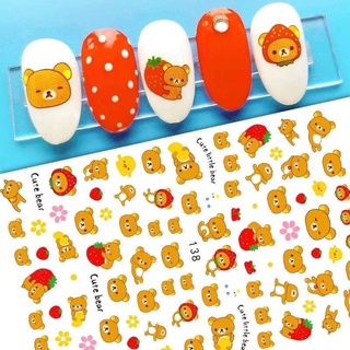Sticker dán móng hình chú gấu và quả dâu tây 138