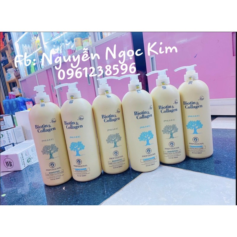 (FreeShip) Cặp Dầu Gội Xả Biotin Collagen Trắng Giảm Rụng Tóc,Phục Hồi Tóc Khô Xơ, Hư Tổn Hàng Chính Hãng