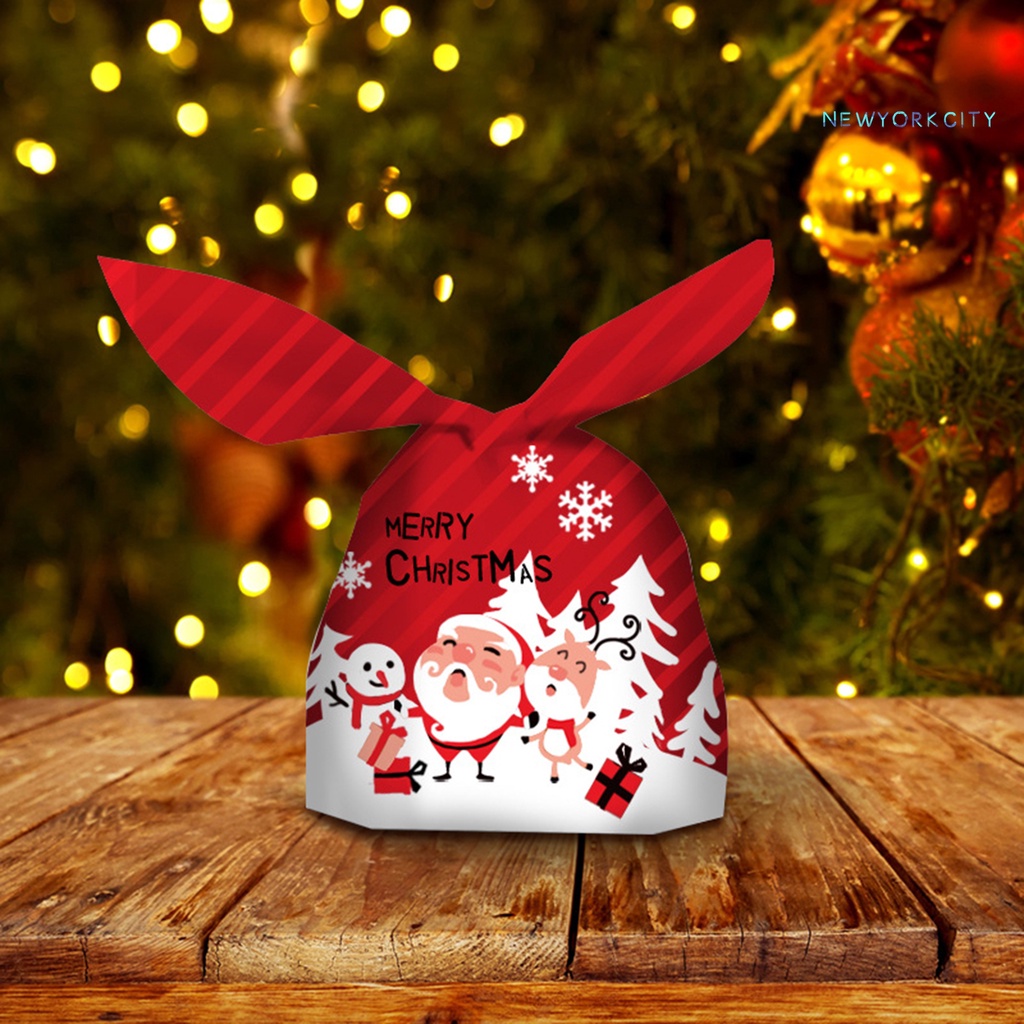 Set 10 Túi Nhựa Đựng Kẹo Thiết Kế Thắt Nút Độc Đáo Trang Trí Giáng Sinh Năm Mới