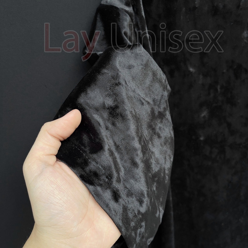 Áo nhung loang nam Đen form rộng unisex