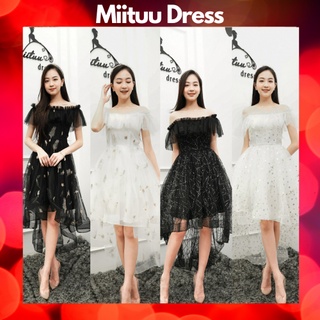 Váy trễ vai hoa nhí baby dạ hội đi chơi dự tiệc sinh nhật kỉ yếu xòe bèo công chúa xinh dễ thương Miituu CV6